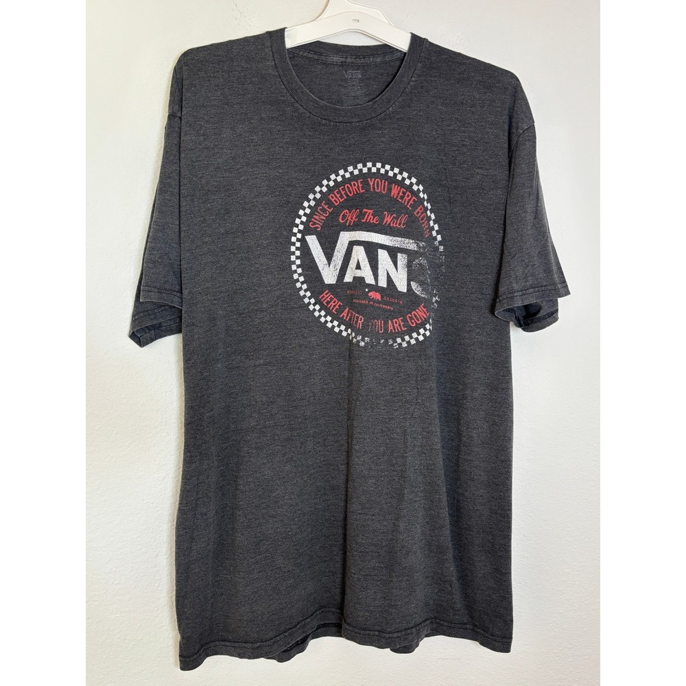 Vans Off The Wall Graphic T-Shirt Charcoal Grey Checkerboard Skate Mens XL